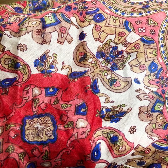 Vintage 100% Silk Boho Animal Print Scarf / Top - Picture 4 of 6